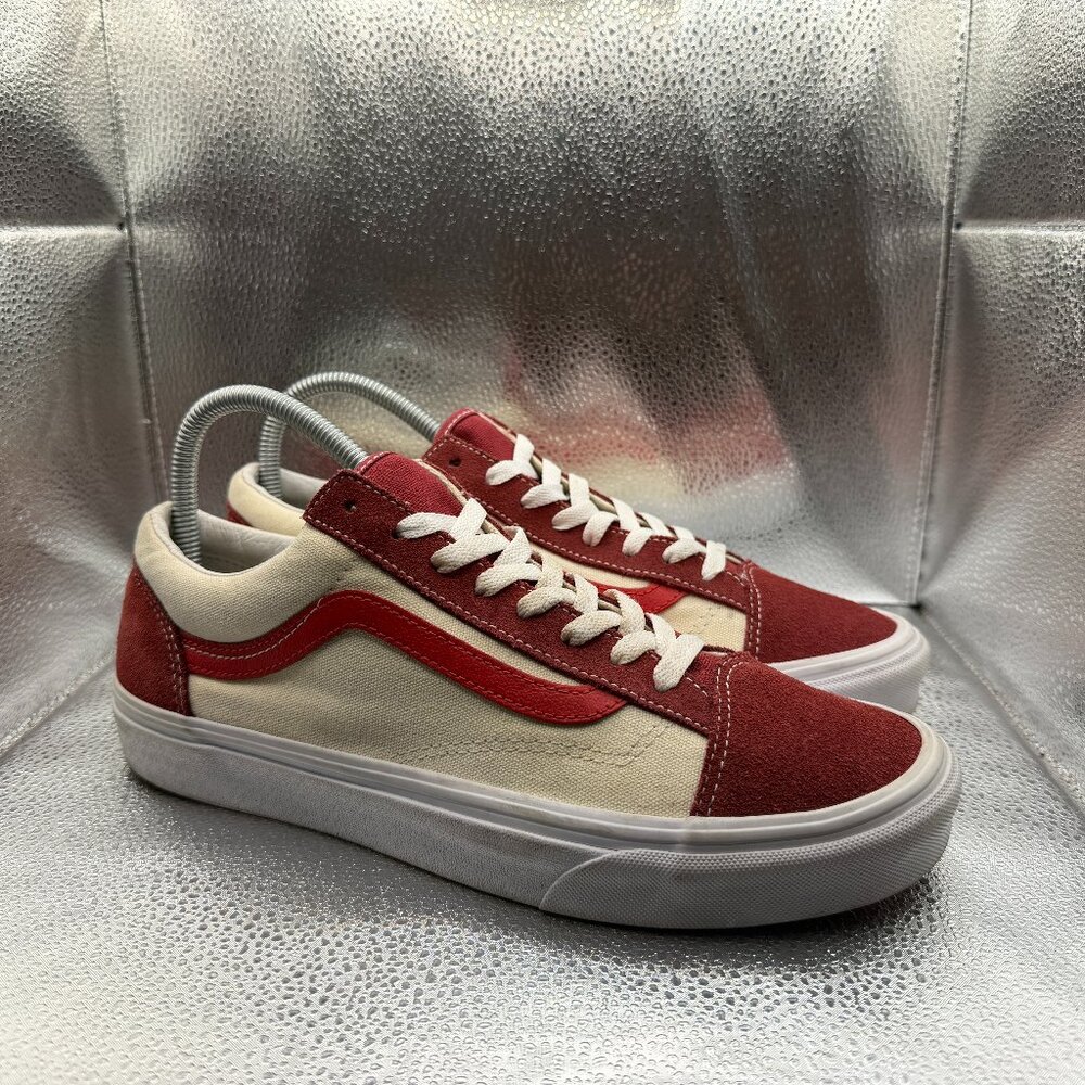 Size 10 Vans Off The Wall Low Top Red White Mens Athletic Sneakers 500714